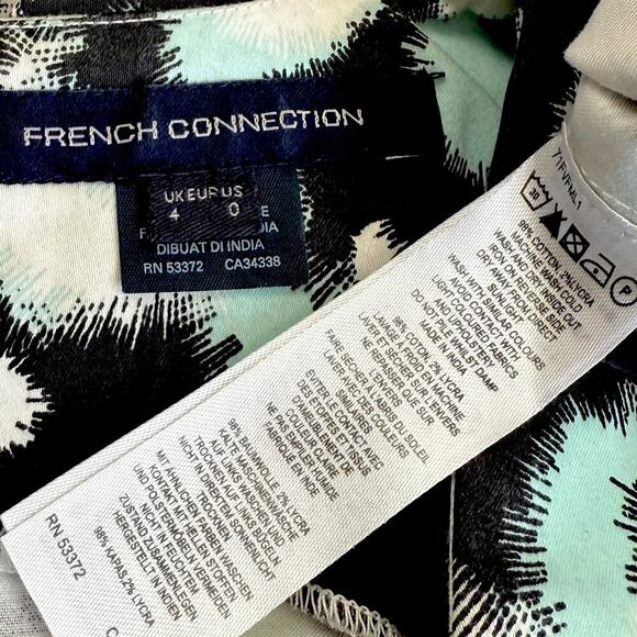 French Connection Abstract Dots Sleeveless V Neck Fit & Flare Mini Dress Size 0 - Picture 12 of 12